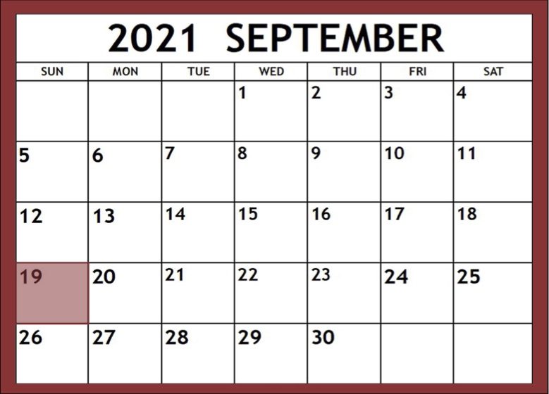 Calendar – September 2021